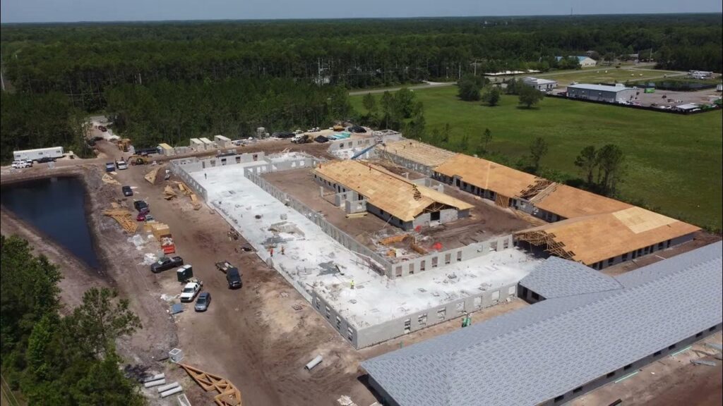 Aerial view of ALF site showcasing construction progress, relevant to Yonkers Industries construction management.