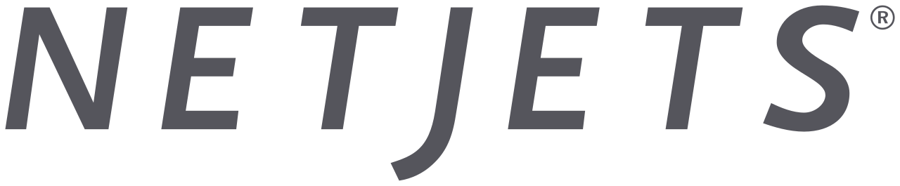 NetJets logo featuring a sleek design with bold lettering, representing the private aviation brand.
